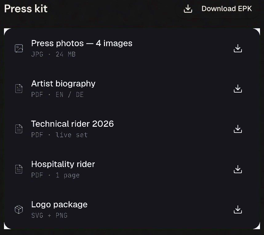 Press kit with downloads